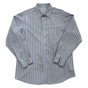 Daniel Cremieux Men's Dress Shirt 100's Dobby Blue Stripe Size 17 | 35 (010)